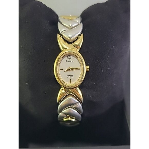 Armitron Accessories - Vintage Womens Armitron Diamond Quartz Watch 18mm Gold Silver Tone New Battery